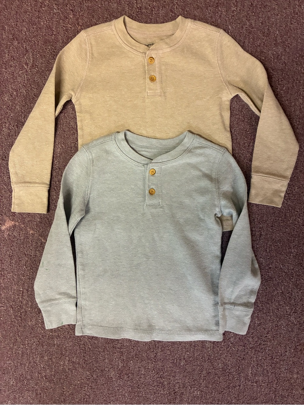 jumping beans Long-Sleeve Henley Tops in Cream and Light Gray